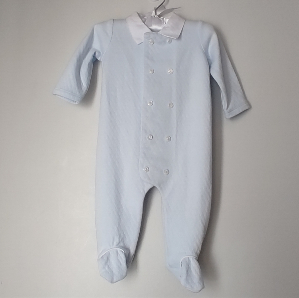 Baby Boy Wrap-Front Footie Toile Coverall